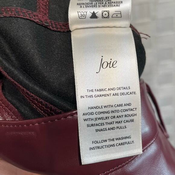 Joie Women’s Vegan Leather Straight Leg Pants Size 8 Maroon Red 90s Y2K - Picture 12 of 13